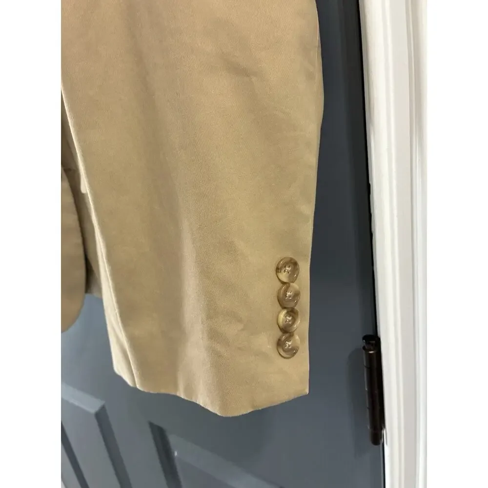 J Crew Thompson Blazer Tan Two-Button Cotton Jacket Sport Coat Sz 42R Men's